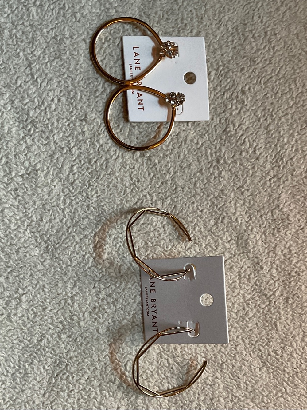Lane Bryant Gold Hoop Earrings — Smooth and Textured Styles